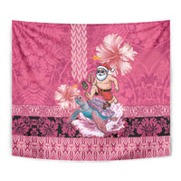 Hawaii Mele Kalikimaka Tapestry Funny Santa with Tribal Tattoos Kakau Pink Color LT03 - Polynesian Pride
