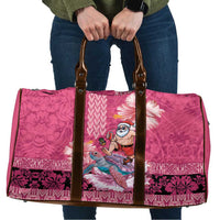 Hawaii Mele Kalikimaka Travel Bag Funny Santa with Tribal Tattoos Kakau Pink Color LT03 Pink - Polynesian Pride