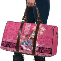 Hawaii Mele Kalikimaka Travel Bag Funny Santa with Tribal Tattoos Kakau Pink Color LT03 - Polynesian Pride