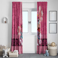 Hawaii Mele Kalikimaka Window Curtain Funny Santa with Tribal Tattoos Kakau Pink Color LT03 - Polynesian Pride
