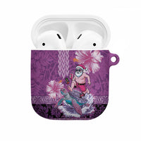 Hawaii Mele Kalikimaka AirPods Case Funny Santa with Tribal Tattoos Kakau Purple Color LT03 Purple - Polynesian Pride