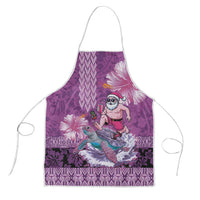 Hawaii Mele Kalikimaka Apron Funny Santa with Tribal Tattoos Kakau Purple Color LT03 Purple - Polynesian Pride