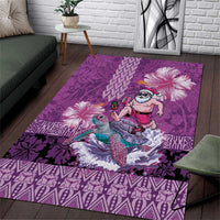 Hawaii Mele Kalikimaka Area Rug Funny Santa with Tribal Tattoos Kakau Purple Color LT03 Purple - Polynesian Pride