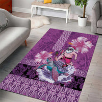 Hawaii Mele Kalikimaka Area Rug Funny Santa with Tribal Tattoos Kakau Purple Color LT03 - Polynesian Pride