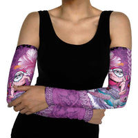 Hawaii Mele Kalikimaka Arm Sleeves Funny Santa with Tribal Tattoos Kakau Purple Color LT03 - Polynesian Pride