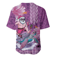 Hawaii Mele Kalikimaka Baseball Jersey Funny Santa with Tribal Tattoos Kakau Purple Color LT03 - Polynesian Pride