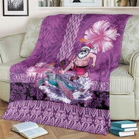 Hawaii Mele Kalikimaka Blanket Funny Santa with Tribal Tattoos Kakau Purple Color LT03 - Polynesian Pride