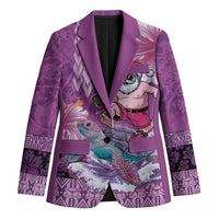 Hawaii Mele Kalikimaka Blazer Funny Santa with Tribal Tattoos Kakau Purple Color LT03 Unisex Purple - Polynesian Pride
