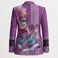 Hawaii Mele Kalikimaka Blazer Funny Santa with Tribal Tattoos Kakau Purple Color LT03 - Polynesian Pride
