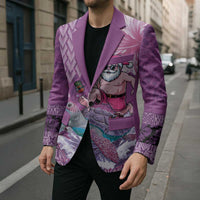 Hawaii Mele Kalikimaka Blazer Funny Santa with Tribal Tattoos Kakau Purple Color LT03 - Polynesian Pride
