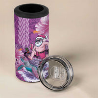 Hawaii Mele Kalikimaka 4 in 1 Can Cooler Tumbler Funny Santa with Tribal Tattoos Kakau Purple Color LT03 - Polynesian Pride