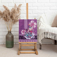 Hawaii Mele Kalikimaka Canvas Wall Art Funny Santa with Tribal Tattoos Kakau Purple Color LT03 - Polynesian Pride
