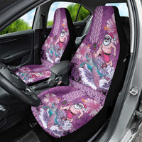 Hawaii Mele Kalikimaka Car Seat Cover Funny Santa with Tribal Tattoos Kakau Purple Color LT03 - Polynesian Pride