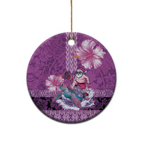 Hawaii Mele Kalikimaka Ceramic Ornament Funny Santa with Tribal Tattoos Kakau Purple Color LT03 - Polynesian Pride
