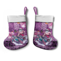 Hawaii Mele Kalikimaka Christmas Stocking Funny Santa with Tribal Tattoos Kakau Purple Color LT03 - Polynesian Pride