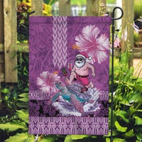 Hawaii Mele Kalikimaka Garden Flag Funny Santa with Tribal Tattoos Kakau Purple Color LT03 Garden Flag Purple - Polynesian Pride