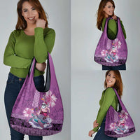 Hawaii Mele Kalikimaka Grocery Bag Funny Santa with Tribal Tattoos Kakau Purple Color LT03 - Polynesian Pride