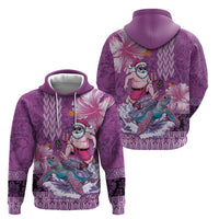 Hawaii Mele Kalikimaka Hoodie Funny Santa with Tribal Tattoos Kakau Purple Color LT03 - Polynesian Pride