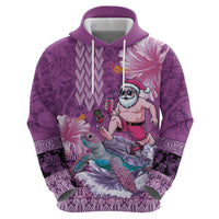 Hawaii Mele Kalikimaka Hoodie Funny Santa with Tribal Tattoos Kakau Purple Color LT03 - Polynesian Pride