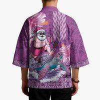 Hawaii Mele Kalikimaka Kimono Funny Santa with Tribal Tattoos Kakau Purple Color LT03 - Polynesian Pride