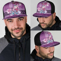 Hawaii Mele Kalikimaka Mesh Trucker Cap Funny Santa with Tribal Tattoos Kakau Purple Color LT03 - Polynesian Pride