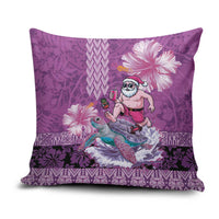 Hawaii Mele Kalikimaka Pillow Cover Funny Santa with Tribal Tattoos Kakau Purple Color LT03 Purple - Polynesian Pride