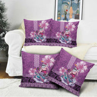 Hawaii Mele Kalikimaka Pillow Cover Funny Santa with Tribal Tattoos Kakau Purple Color LT03 - Polynesian Pride