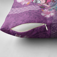 Hawaii Mele Kalikimaka Pillow Cover Funny Santa with Tribal Tattoos Kakau Purple Color LT03 - Polynesian Pride