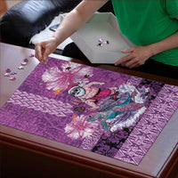 Hawaii Mele Kalikimaka Puzzle Funny Santa with Tribal Tattoos Kakau Purple Color LT03 - Polynesian Pride