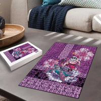 Hawaii Mele Kalikimaka Puzzle Funny Santa with Tribal Tattoos Kakau Purple Color LT03 - Polynesian Pride