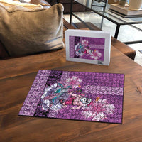 Hawaii Mele Kalikimaka Puzzle Funny Santa with Tribal Tattoos Kakau Purple Color LT03 - Polynesian Pride