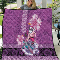 Hawaii Mele Kalikimaka Quilt Funny Santa with Tribal Tattoos Kakau Purple Color LT03 Purple - Polynesian Pride