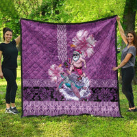 Hawaii Mele Kalikimaka Quilt Funny Santa with Tribal Tattoos Kakau Purple Color LT03 - Polynesian Pride