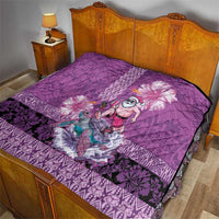 Hawaii Mele Kalikimaka Quilt Funny Santa with Tribal Tattoos Kakau Purple Color LT03 - Polynesian Pride