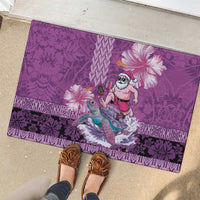 Hawaii Mele Kalikimaka Rubber Doormat Funny Santa with Tribal Tattoos Kakau Purple Color LT03 - Polynesian Pride