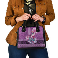 Hawaii Mele Kalikimaka Shoulder Handbag Funny Santa with Tribal Tattoos Kakau Purple Color LT03 - Polynesian Pride