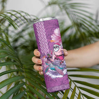 Hawaii Mele Kalikimaka Skinny Tumbler Funny Santa with Tribal Tattoos Kakau Purple Color LT03 - Polynesian Pride