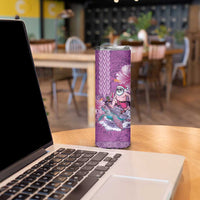 Hawaii Mele Kalikimaka Skinny Tumbler Funny Santa with Tribal Tattoos Kakau Purple Color LT03 - Polynesian Pride
