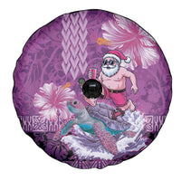 Hawaii Mele Kalikimaka Spare Tire Cover Funny Santa with Tribal Tattoos Kakau Purple Color LT03 - Polynesian Pride