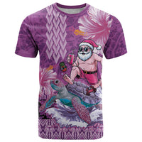 Hawaii Mele Kalikimaka T Shirt Funny Santa with Tribal Tattoos Kakau Purple Color LT03 Purple - Polynesian Pride