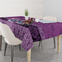 Hawaii Mele Kalikimaka Tablecloth Funny Santa with Tribal Tattoos Kakau Purple Color LT03 - Polynesian Pride