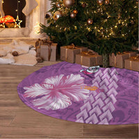 Hawaii Mele Kalikimaka Tree Skirt Funny Santa with Tribal Tattoos Kakau Purple Color LT03 - Polynesian Pride