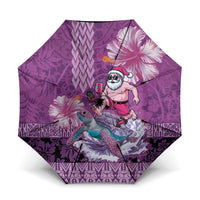 Hawaii Mele Kalikimaka Umbrella Funny Santa with Tribal Tattoos Kakau Purple Color LT03 One Size Folded 11.42 inch Opened Diameter 37.4 inch Purple - Polynesian Pride