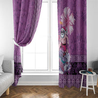 Hawaii Mele Kalikimaka Window Curtain Funny Santa with Tribal Tattoos Kakau Purple Color LT03 - Polynesian Pride