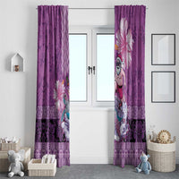 Hawaii Mele Kalikimaka Window Curtain Funny Santa with Tribal Tattoos Kakau Purple Color LT03 - Polynesian Pride