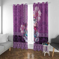 Hawaii Mele Kalikimaka Window Curtain Funny Santa with Tribal Tattoos Kakau Purple Color LT03 With Grommets Purple - Polynesian Pride