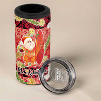 Hawaii Santa Mele Kalikimaka 4 in 1 Can Cooler Tumbler Tropical Puakenikeni Lei with Polynesian Tribal Pattern LT03 - Polynesian Pride