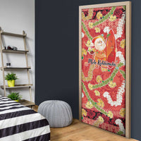 Hawaii Santa Mele Kalikimaka Door Cover Tropical Puakenikeni Lei with Polynesian Tribal Pattern LT03 - Polynesian Pride
