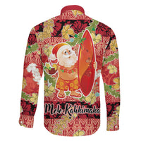 Hawaii Santa Mele Kalikimaka Family Matching Long Sleeve Bodycon Dress and Hawaiian Shirt Tropical Puakenikeni Lei with Polynesian Tribal Pattern LT03 - Polynesian Pride