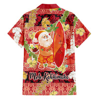 Hawaii Santa Mele Kalikimaka Family Matching Off The Shoulder Long Sleeve Dress and Hawaiian Shirt Tropical Puakenikeni Lei with Polynesian Tribal Pattern LT03 - Polynesian Pride